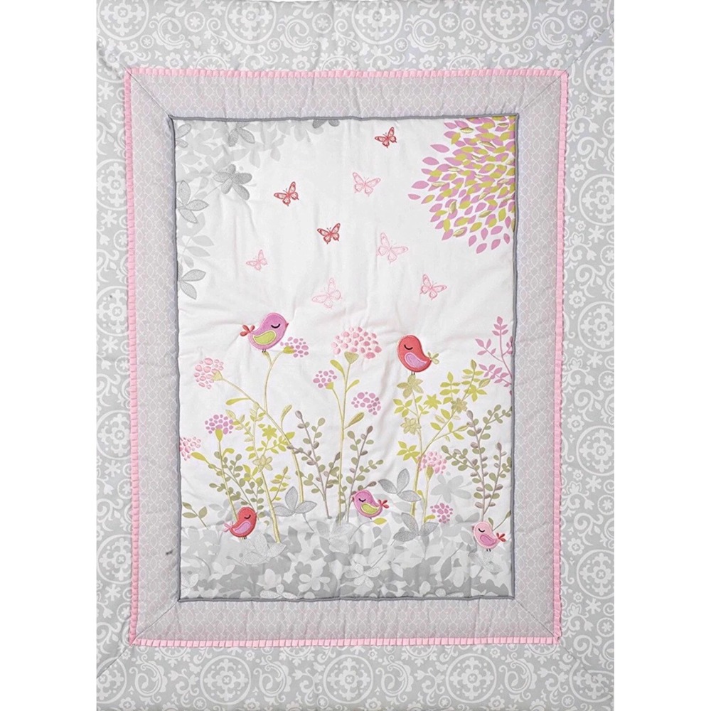 Just Born‎ Song Bird Spring Garden Floral Embroidered Baby Crib Comforter